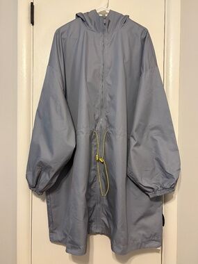 FABLETICS Women's Plus Johanna Oversized Parka Rain Jacket 3X Gray Drawstring